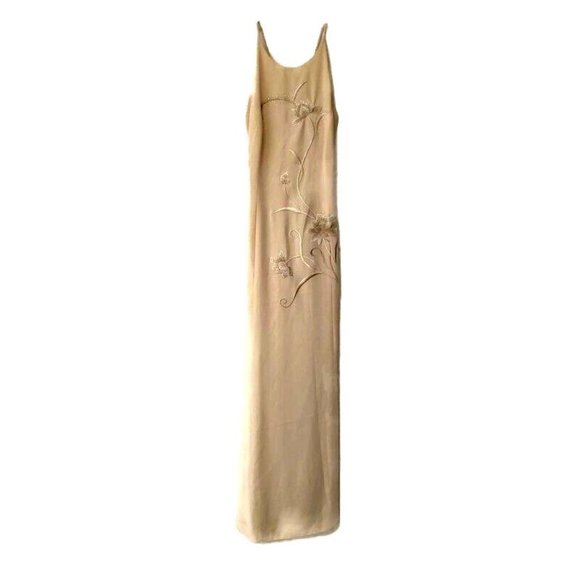 Reggio Dresses & Skirts - Reggio Ivory Embroidered Beaded Criss-Cross Strap Dress Womens Size 6 Vintage